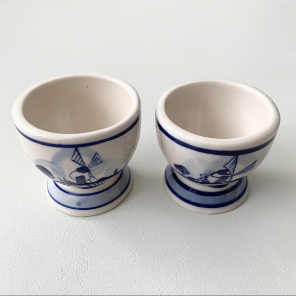 Vintage Blue and White Ceramic Egg Holder Set of 2 - Picture 2 of 5